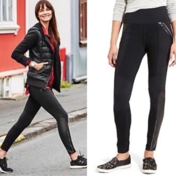 Athleta Pants - Athleta Luxe-Point Black Leggings Faux Leather